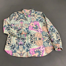 Chico's Women's No Iron Shirt Size S Linen Floral Button-Up Multicolor  picture
