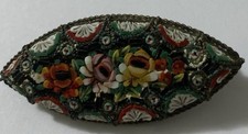 Vintage Italian Micro Mosaic Millefiori 2” Wide Floral Brooch picture