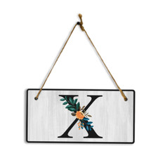 X Flower Decor 5x10 Hanging Wall or Door Sign | Alphabet Letter Room Decoration picture