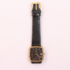 Vintage Valentino Roberto Quartz Watch Black Dial Gold Tone Date Swiss Made picture
