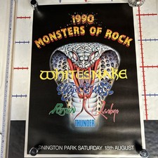 Vintage 1990 Monsters of Rock White Snake Aerosmith Poison Concert Poster picture