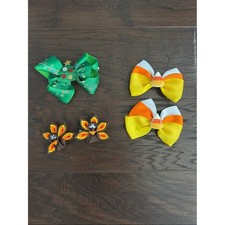 NWOT Kids Seasonal Hair Bow Set - Yellow, Orange, Green, Brown picture