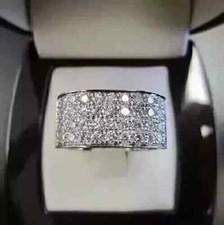 2.5Ct Round Cut Lab Created Diamond Mens Cluster Band Ring 14K White Gold Plated picture