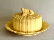 Rare 19th Century Antique Caneware Game Pie Dish - Cow Finial - W.S.& S. picture