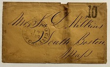 RARE 1851 SACRAMENTO CITY CALIFORNIA COVER TO SOUTH BOSTON, MA LARGE CDS CANCEL picture
