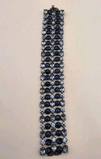 Vintage Unsigned Schreiner Shades Of Blue Glass Cab & Crystal Bracelet - READ picture