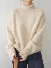 Autumn Thick Cashmere Knitted Sweater Women High Neck Knitted Warm Loose Sweater picture