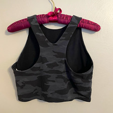 Athleta Women's Conscious Crop Size M Black Gray Camo Racerback Tank picture