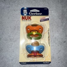 Gerber NUK Orthodontic Pacifiers Size 3 Toddler 18M+ 2 Pack Rubber Latex Blue picture