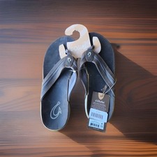 NEW Mens Olukai Sandals M'Ikoi Sz 11 Flip Flops Brown Leather  picture