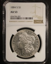 1884-S Morgan Silver Dollar - $1 NGC AU53 - Tough Date picture