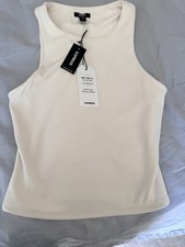 Express Body Contour Women’s Tank Top White Solid Sleeveless Round Neck XS picture