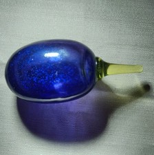 Vintage KOSTA BODA FRUTTARIA PLUM BLUE Hand Blown Studio Art Glass Signed 4.5