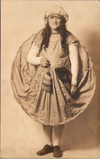 Postcard Real Photo RPPC Woman with Long Hair wearing Odd Dress and Hat picture