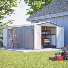 10'x14' Metal Outdoor Storage Shed Large Garden Tool Shed w/Floor Kit & 3 Doors picture