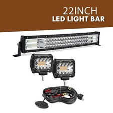 22 Inch 306W Triple Row LED Light Bar & 2x 4 Inch Cube Lights for Driving Lamp picture