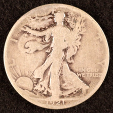 Semi-Key 1921-S Walking Liberty Half - Earlier Date in VG Cond w-Nice Appearance picture