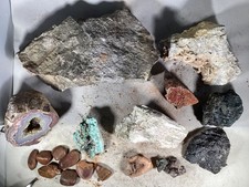 10.8 lb Lot Of Minerals Crystals Rocks From 50s Estate Polished Dugway Geode ++ picture