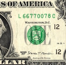 3 consecutive pair Fancy Serial Number One Dollar Bill L66770078C picture