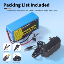 24V 5Ah Lithium Battery with 29.4V 1A Charger, 24V Rechargeable Battery for DIY picture