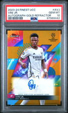 Vini Jr Auto PSA 10 Gold /50 Refractor 2023-24 Topps Finest UCC UEFA Pop 6 picture