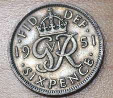 1951 Great Britain 6 Pence Wedding Coin picture