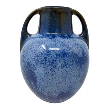 Antique Fulper Pottery #643 Blue Crystalline Double Handle Vase Arts Crafts picture