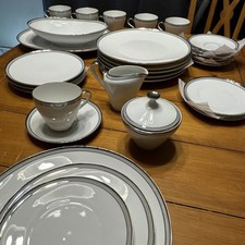 Heinrich & Co. Selb Bavaria Vintage Porcelain China 32pc H & Co Platinum & Grey picture