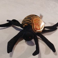 Rare Ty Beanie Babies Spinning Spider Black Orange Striped Plush Retired 1996 picture