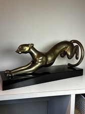Vintage Dolbi Casher 1987 Brass Panther Sculpture Art Deco Korea 23” 14.8 lbs picture