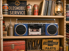 SANYO M7780L 🌈RaRe🌈 Blue Vintage Boombox 4-Band Radio Cassette picture