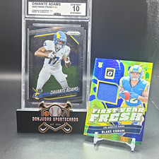 PANINI 2-Card Lot RAMS DAVANTE ADAMS PRIZM CCG10 #104/ BLAKE CORUM OPTIC FYF-BCM picture