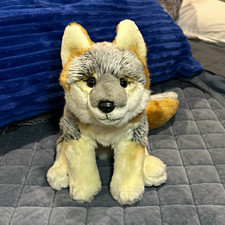 SOS Save Our Space 16” Gray Cross Fox Plush Stuffed Animal Wolf Leosco Uni-Toys picture