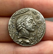 old wonderful solid silver Greek king bactrian rare coin picture
