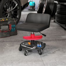 HOMCOM Rolling Mechanic Stool, 300 LBS. Capacity Garage Stool, Black picture