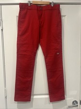 Dickies Skinny Straight Work Pants Men Size 32x32 Red Cotton Blend Rare HTF picture