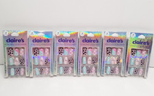 Claire's Faux Nails Vegan 6 Sets of 24 Multicolor Design Glue included picture