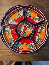 Handmade Mexican Talavera Pottery Appetizer 7pc. Tray Set Lead Free 12