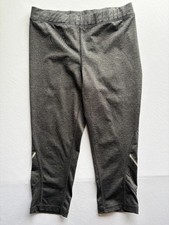 Xersion Women’s Medium Gray Capri Running Leggings Reflective Zip Pocket picture
