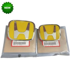 New Style 2pcs JDM Yellow Front+Rearl Emble-m Badge For civic 4DR 2016-2021 picture