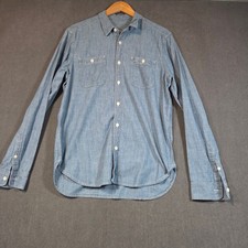 Gap 1969 Chambray Shirt Mens Medium Blue Long Sleeve Cotton Button Down 516341 picture