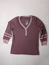 Torrid Ribbed Henley Varsity Long Sleeve Top Womens 4X Winetasting Shirt picture