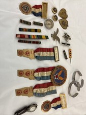 War Lot United States Military USA Vtg Badges Insignia Lapel Pins Buttons Etc picture