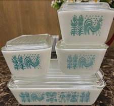 Vintage 1957 Complete 8-piece PYREX Amish Butterprint Set picture