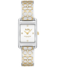 COACH ALLIE 14503381 SILVER WHITE LOGO DIAL TWO TONE BANGLE WOMEN'S WATCH picture