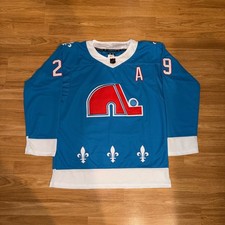 Colorado Avalanche Quebec Nordiques Nathan Mackinnon Stitched Blue Retro Jersey picture