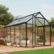 Garvee 6x10FT Polycarbonate Greenhouse Lockable Door Aluminium Frame Backyard picture