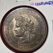 1888 A France 10 Centimes  Choice Copper Lovely Eye Appeal.  picture