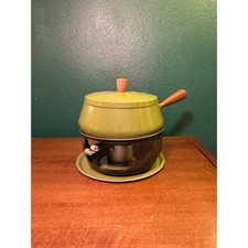 Vintage Avocado Green Fondue Pot Set — Bring Back the '70s Dinner Party picture