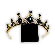 Gold Black Crystal Tiara Crown Gothic Princess Queen Headpiece NWOT Prom Bridal picture